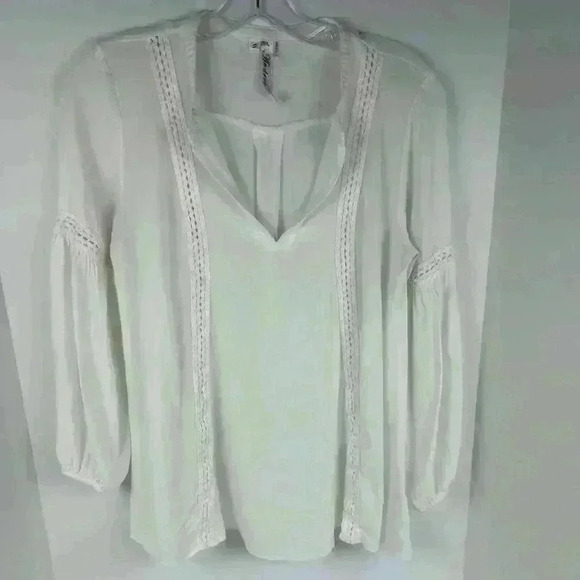 Andree by Unit Women's White Crochet Lace Tunic Blouse Size S - Picture 1 of 8